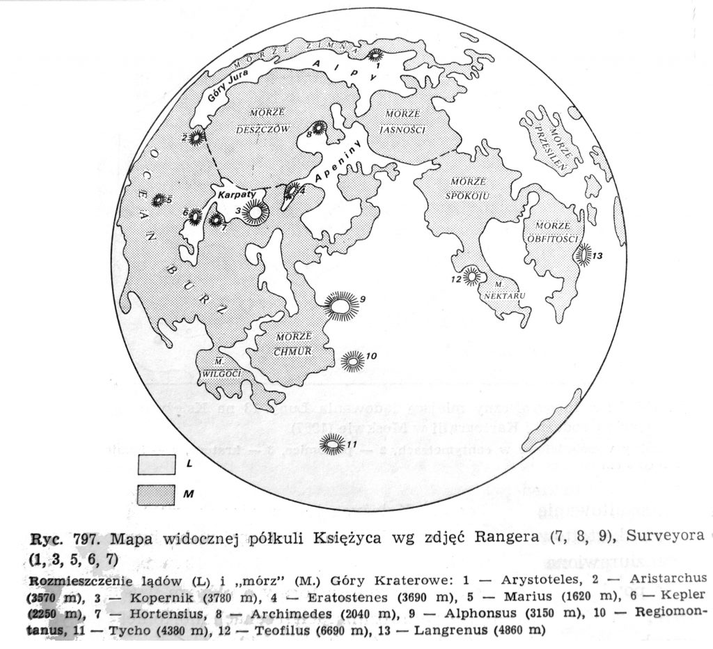 Map of the Moon from Klimaszewski’s Geomorfologia (1978)