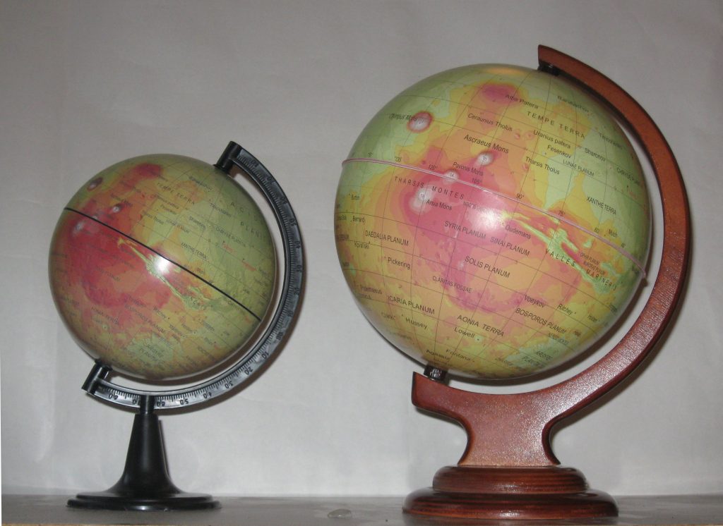 Hypsometric globe of Mars (2012)