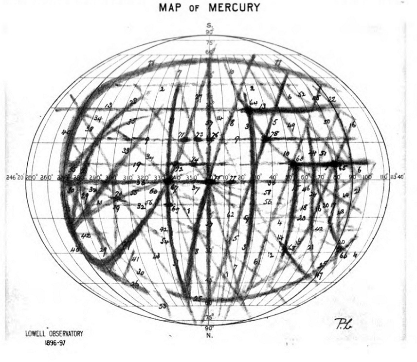 Lowell’s map of Mercury (1902)