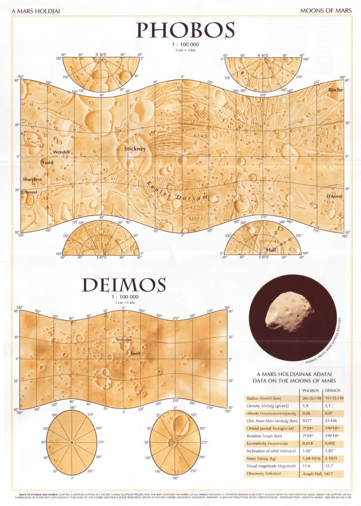 Map of Phobos and Deimos, Central European edition (2006)