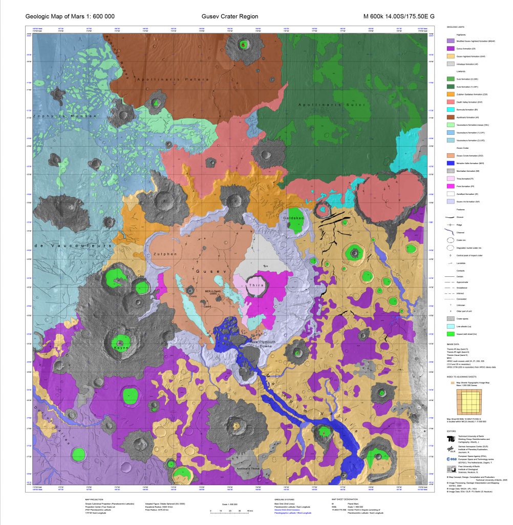 Geologic map of the Gusev crater Region / Geologic Map of Mars series (DLR/TU/FU Berlin)