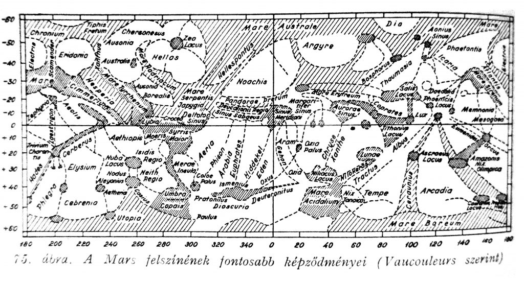 Map of Mars, de Vaucouleurs (1939-50)