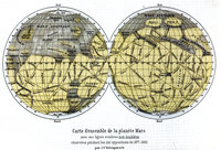 Carte d' ensemble de la Planeta Mars avec ses lignes sombres nom doublées / Le geminazioni delle linee oscure del pianeta Marte