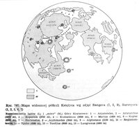 Mapa widocznej półkuli Księżyca wg zdjęć Rangera (7, 8, 9), Surveyora (1, 3, 5, 6, 7).