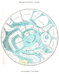 Mappa Areographica Exhibens Planeae Martis Chorographicam inter POlum Australem et Parallelum 40um Latitudinis Borealis, 1877-1878