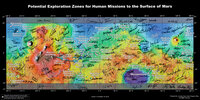 Potential exploration zones for human missions to the surface of Mars.