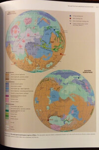 The main geomorphological regions of Mars. Western hemisphere, Eastern hemisphere