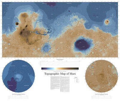 Topographic map of Mars
