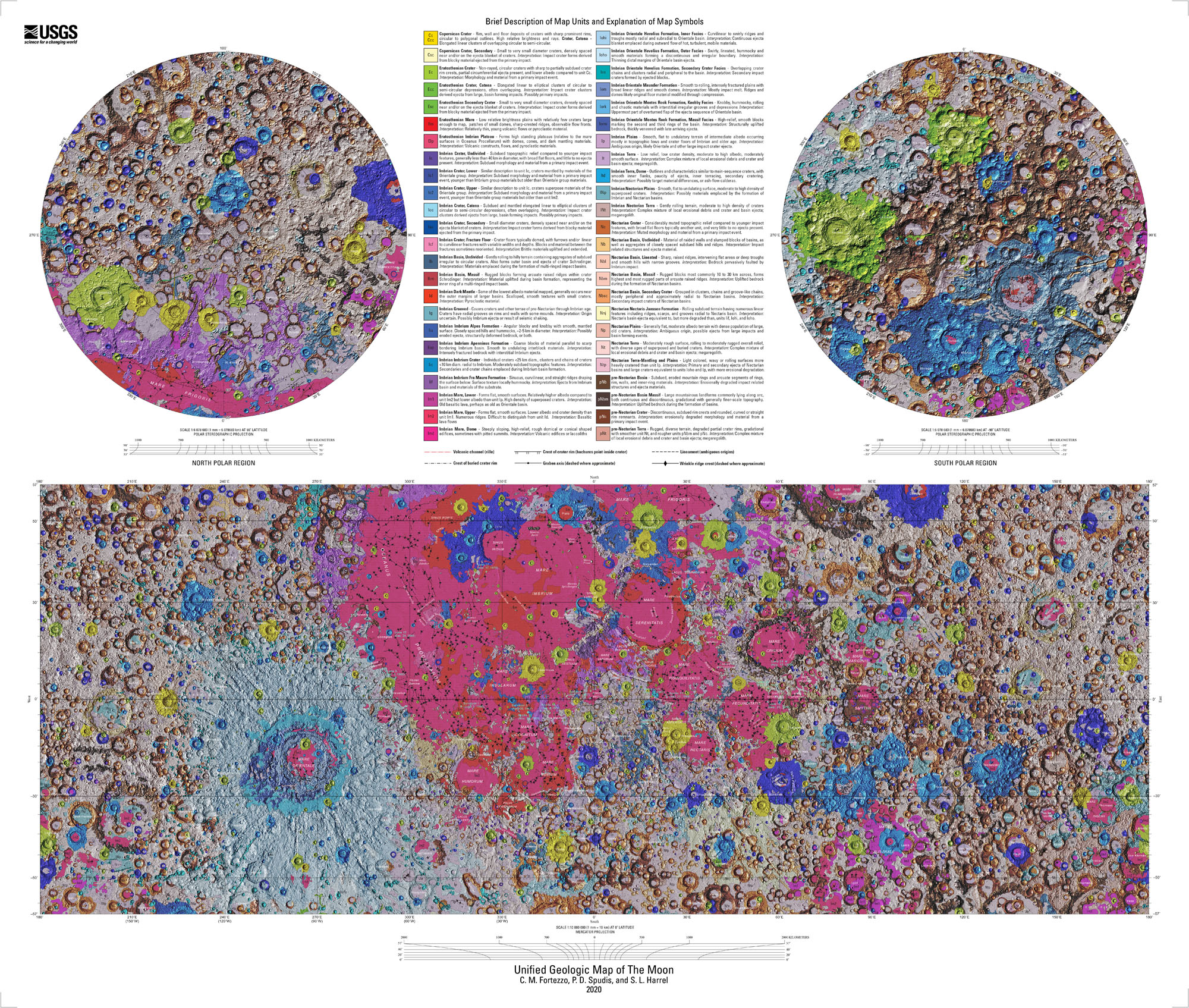 Unified Geologic Map of the Moon, 1:5M (2020)
