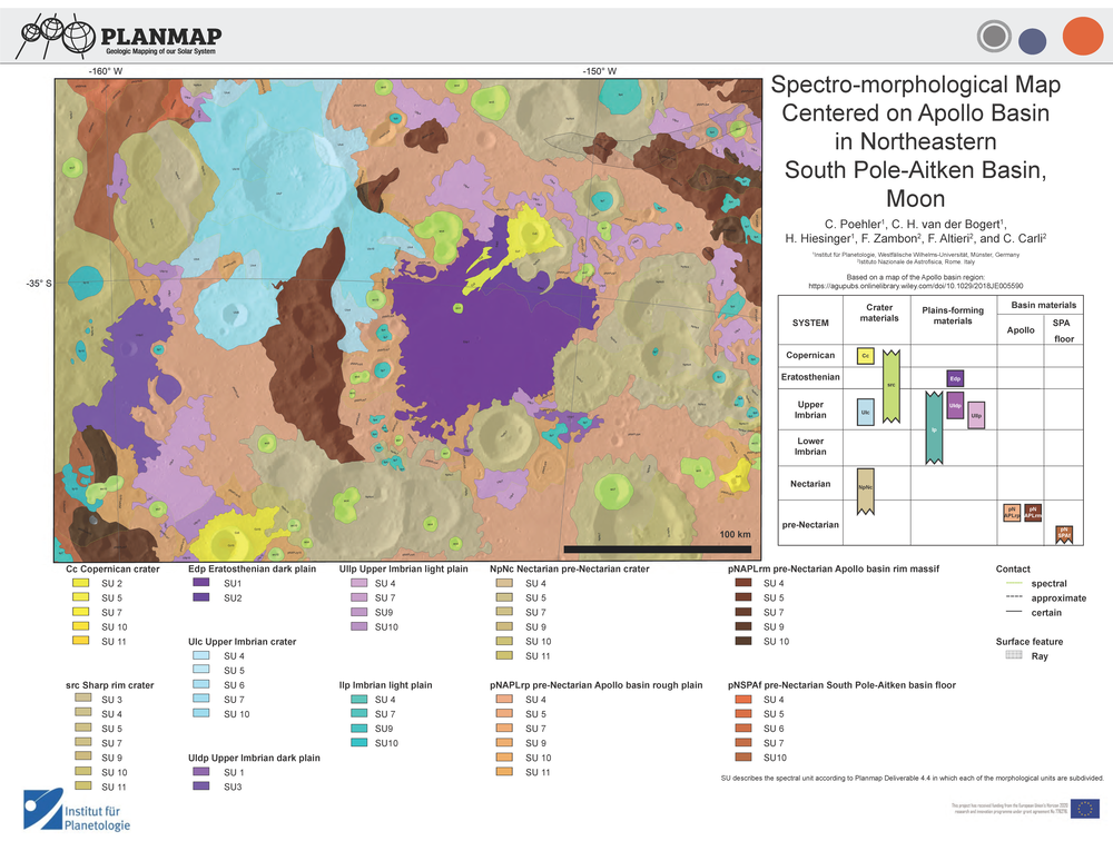Spectro-morphological map centered on Apollo basin in northeastern South Pole-Aitken basin, Moon