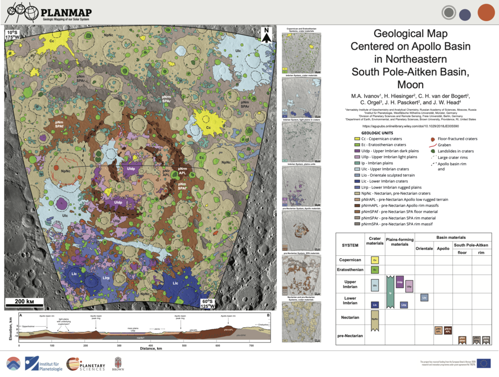 Geological Map Centered on Apollo Basin in Northeastern South Pole-Aitken Basin, Moon