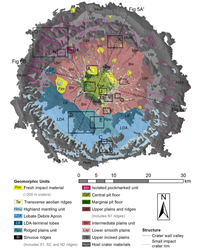 Geomorphic map of Chukhung crater.
