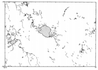Map illustrating valley networks and interpreted aquaeous sedimentation basin boundaries - Aeolis SW, Iapygia NW, Mare Tyrrhenum SW, Margeritifer Sinus SE subquandrangles