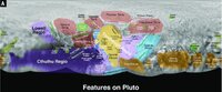 Maps with informal feature names used on Pluto (geomorphological regions)