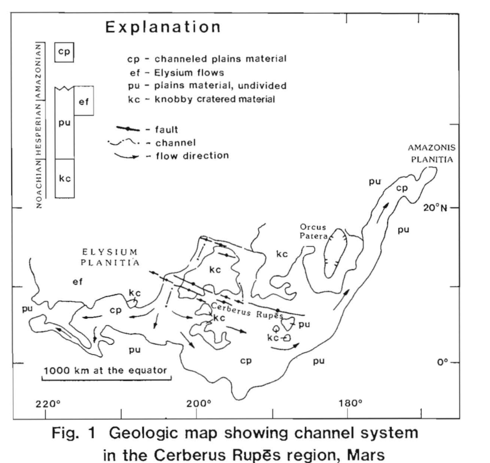 Sketch map of Southeast Elysium channels