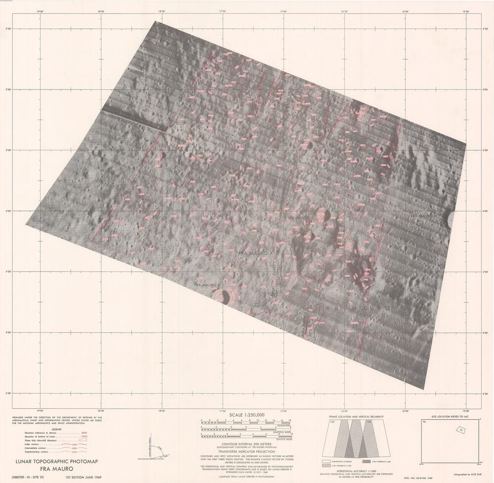 Lunar Topographic Photomap - Fra Mauro