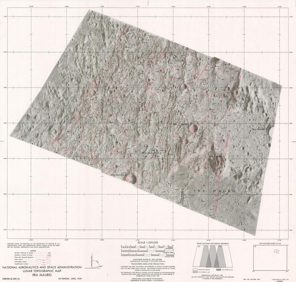 Lunar Topographic Map - Fra Mauro
