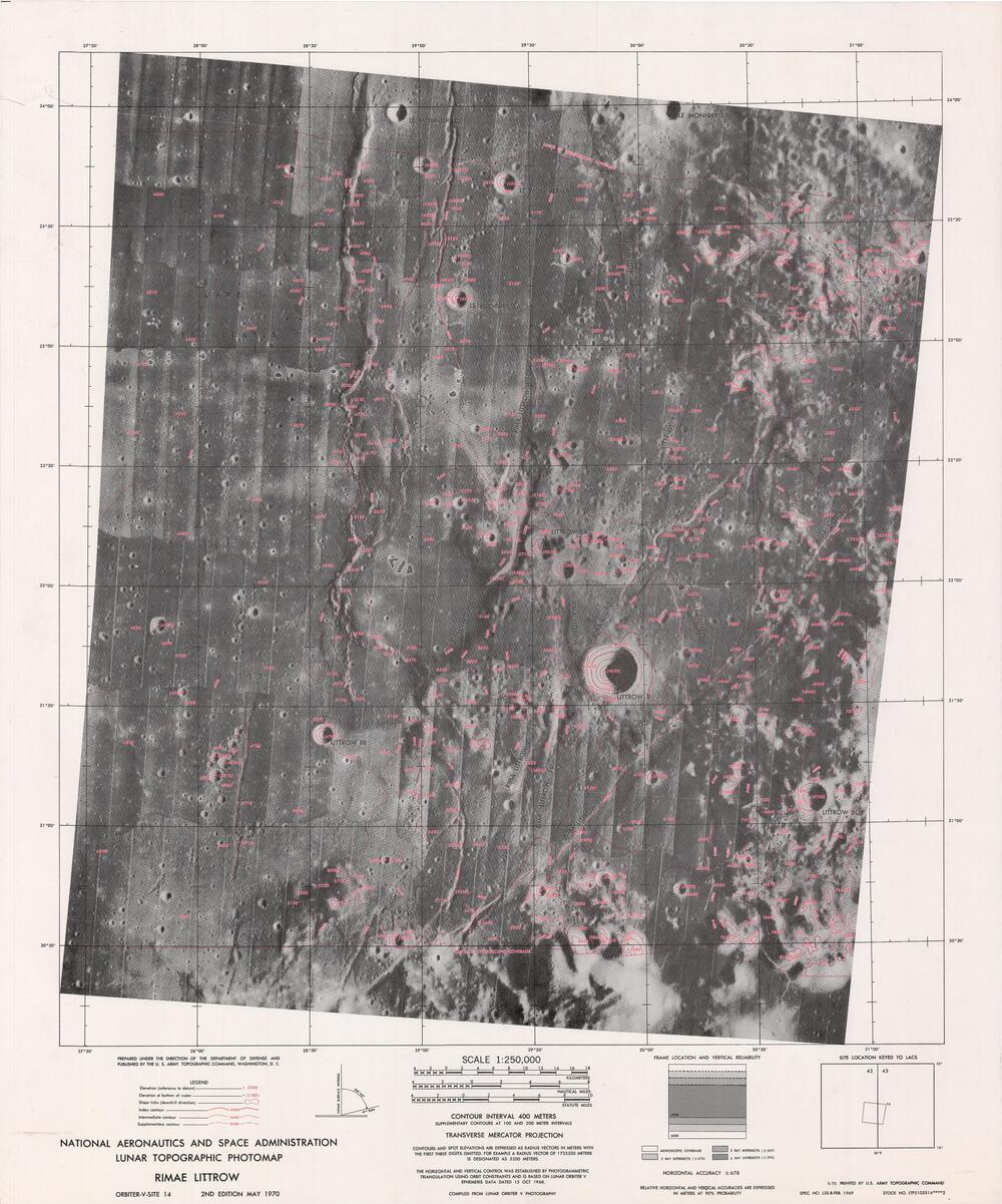 Lunar Topographic Photomap - Rimae Littrow