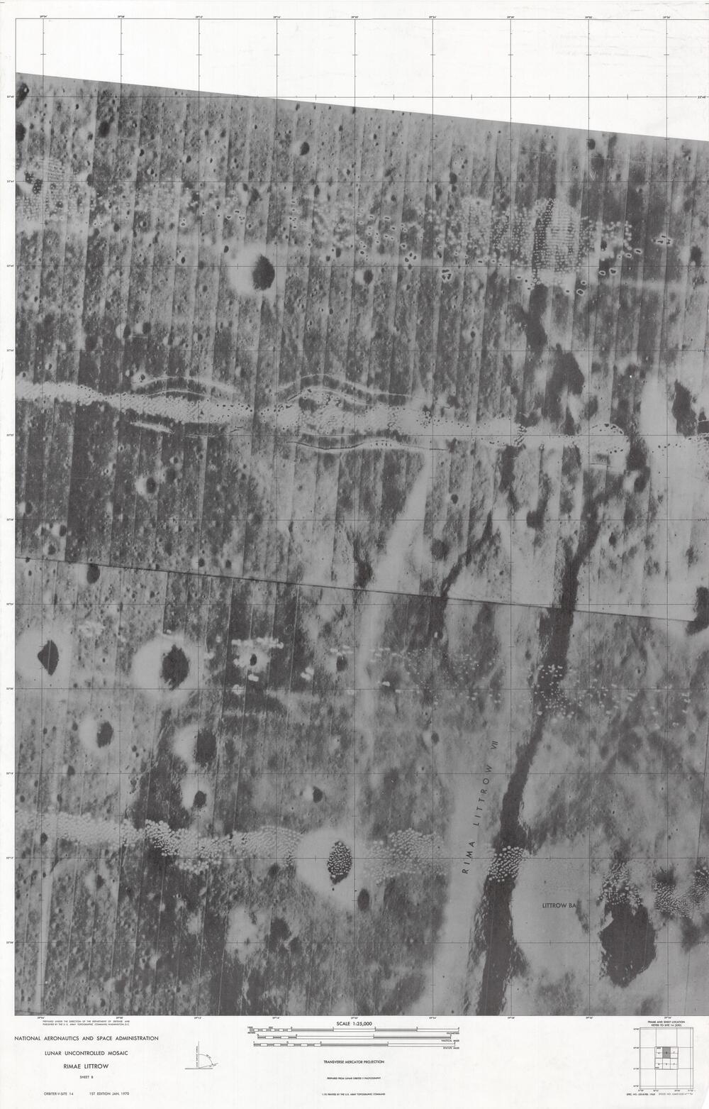 Lunar Uncontrolled Mosaic - Rimae Littrow Sheet B