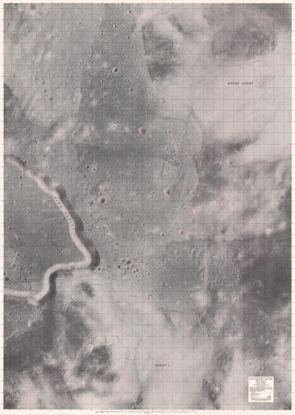 Lunar Topographic Photomap - Rima Hadley