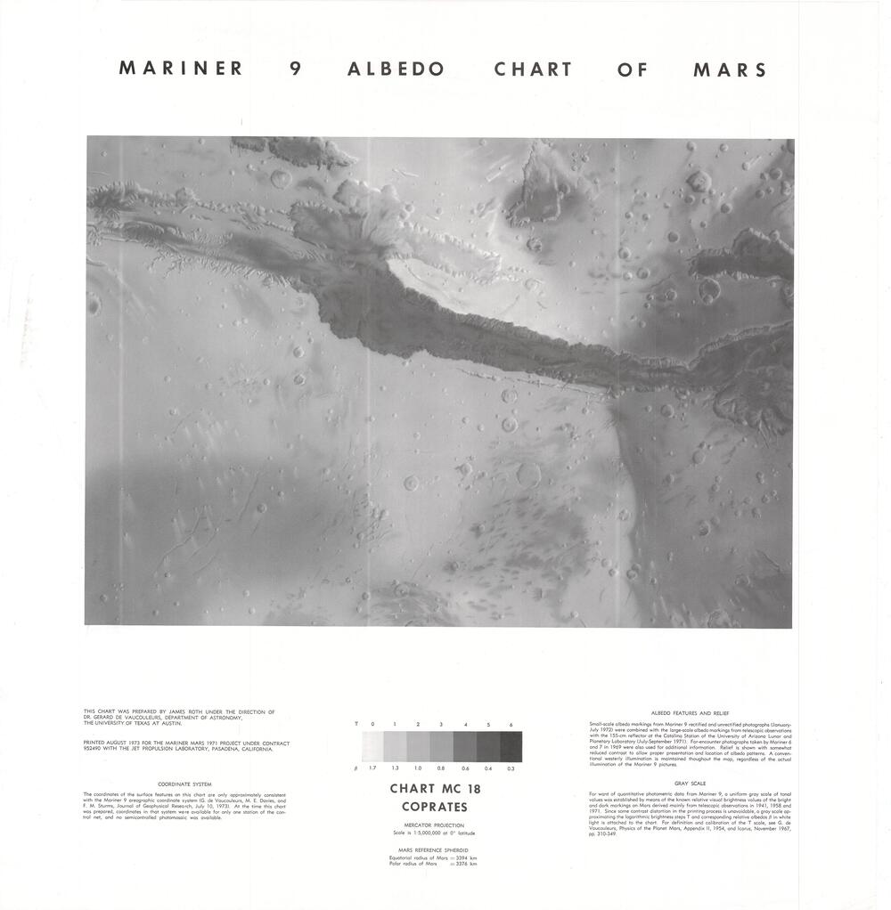 Mariner 9 Albedo Chart of Mars - Chart MC 18 Coprates