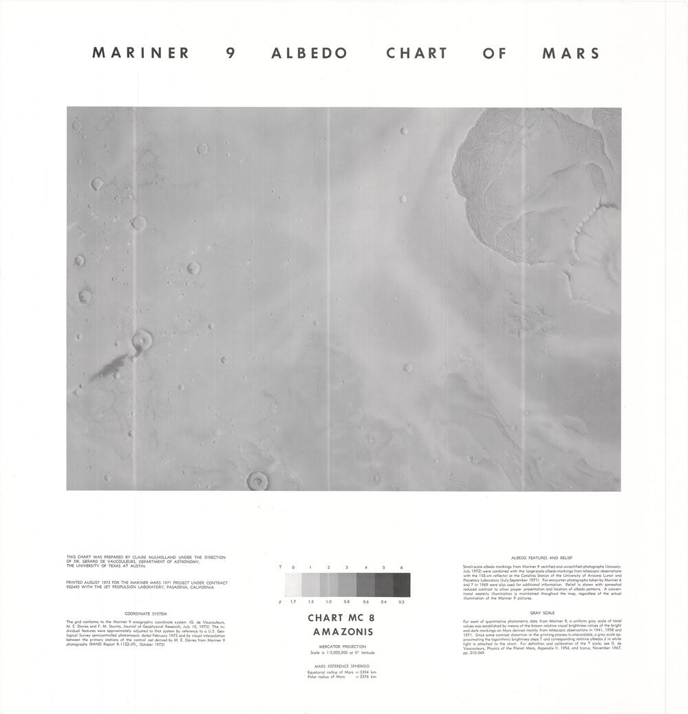 Mariner 9 Albedo Chart of Mars - Chart MC 8 Amazonis