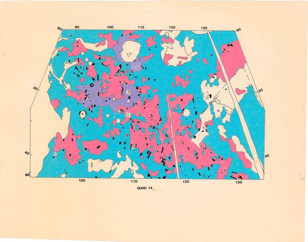 Venus: geologic quad maps, unlabeled, untitled, no name (GGS) - colored versions, low-res units