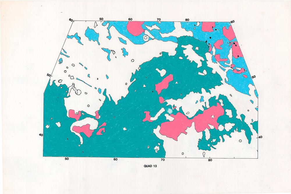 Venus: geologic quad maps, unlabeled, untitled, no name (GGS) - colored versions, low-res units