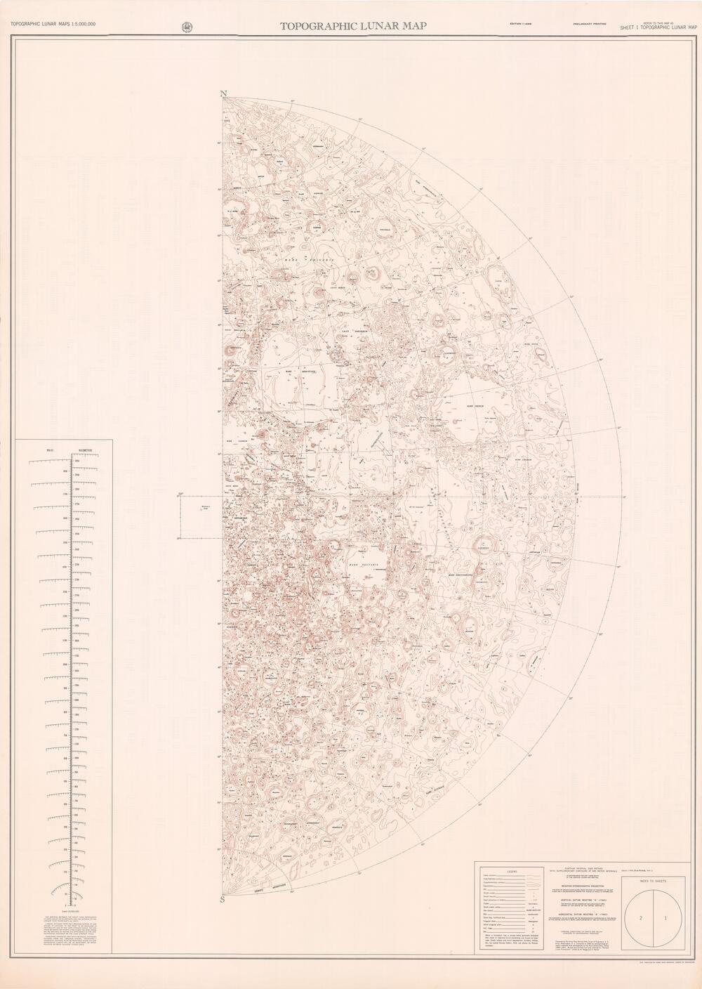 Topographic Lunar Map - Preliminary Printing - Edition 1-AMS - Sheet 1