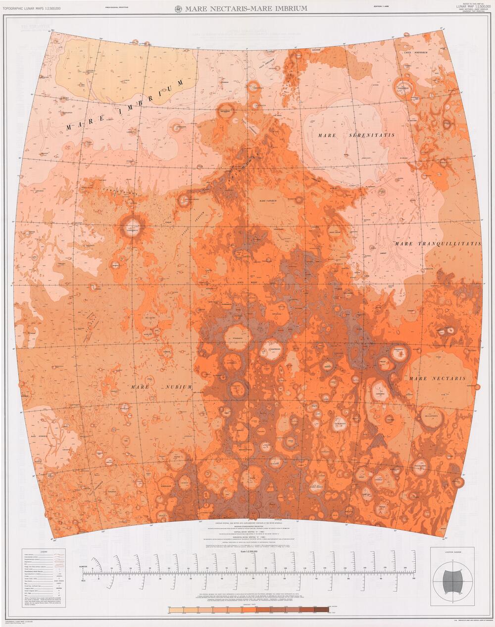 Lunar Map - Mare Nectaris-Mare Imbrium Gradient Tint Printing, Edition 1-AMS