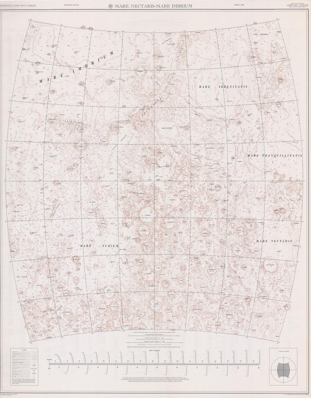 Lunar Map - Mare Nectaris-Mare Imbrium, Edition 1-AMS