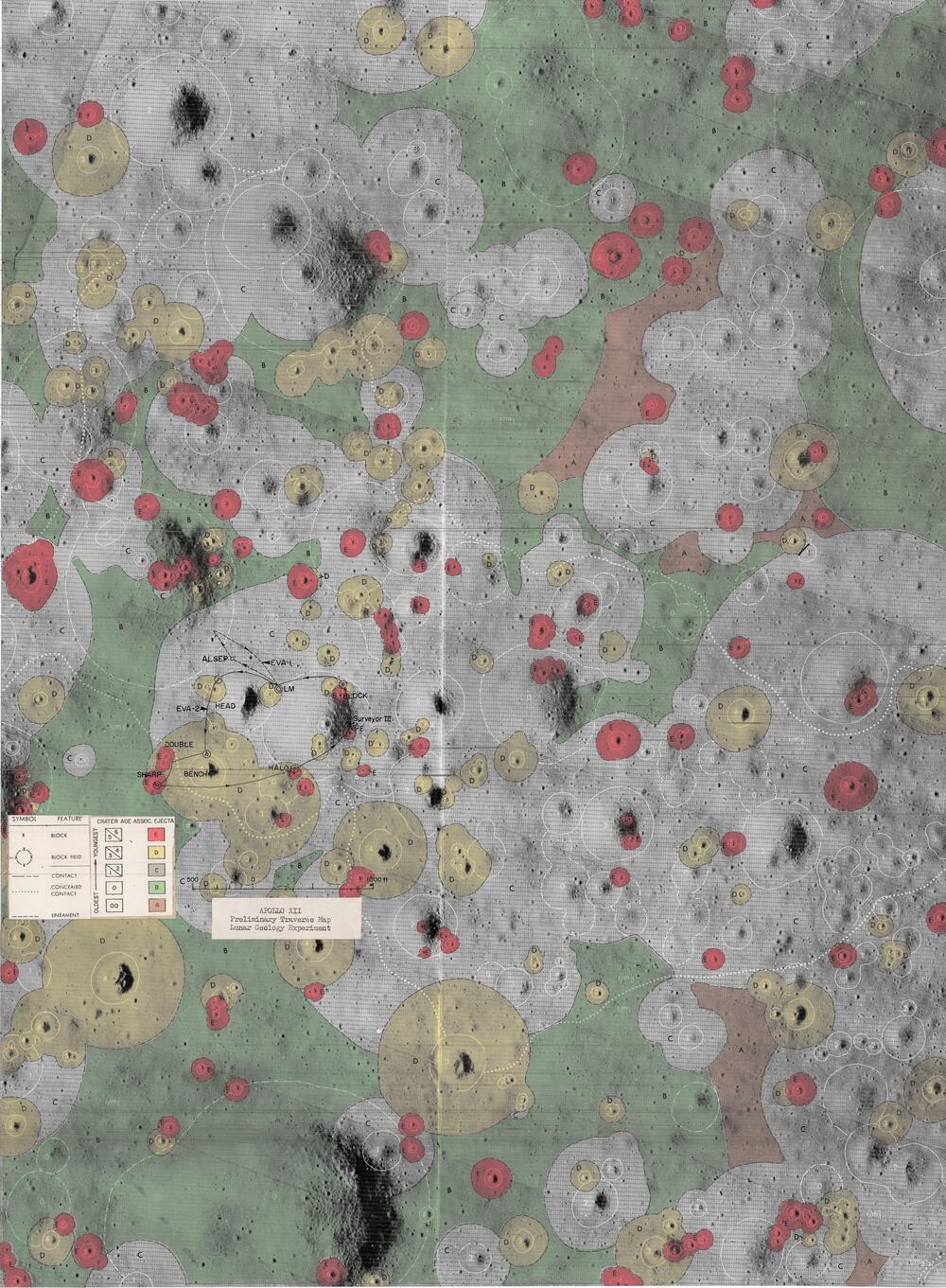 Apollo XII preliminary traverse map, lunar geology experiment