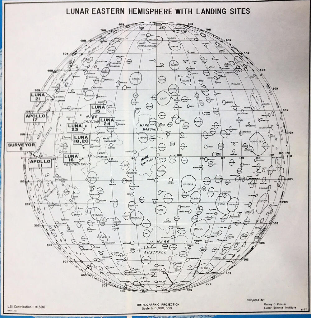 Lunar Eastern Hemisphere with Landing Sites
