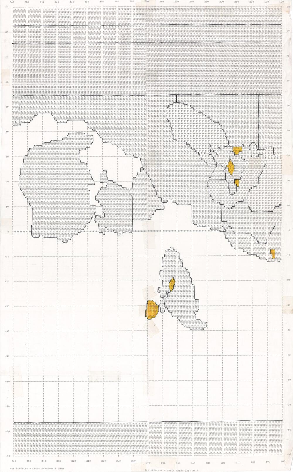 Mars numerical map (radar?) on matrix printer