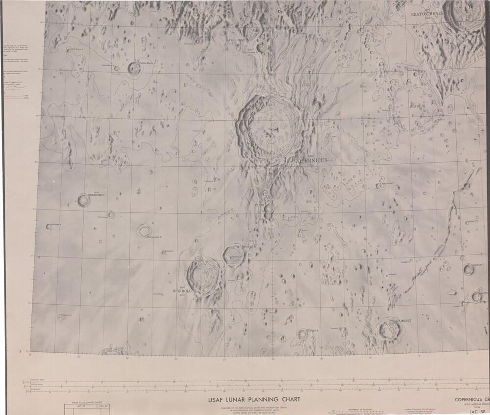 USAF Lunar Planning Chart, Copernicus Crater, Sinus Aestuum Region, Luna