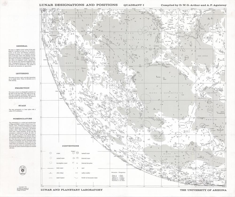 Lunar Designations and Positions - Quadrant I