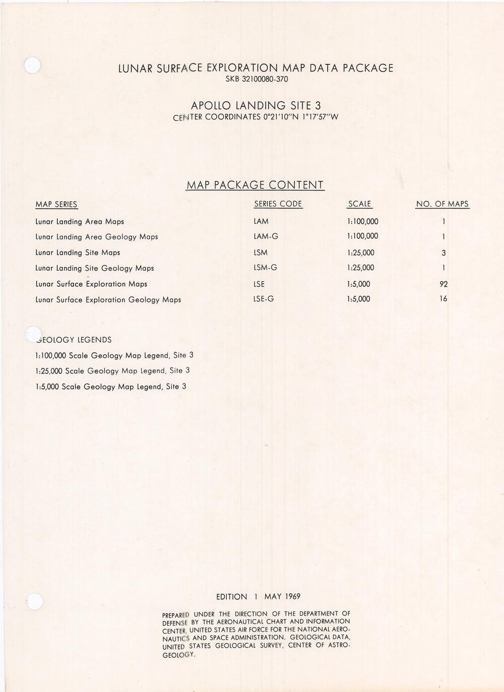 Lunar Surface Exploration Map Data Package Apollo Landing Site 3