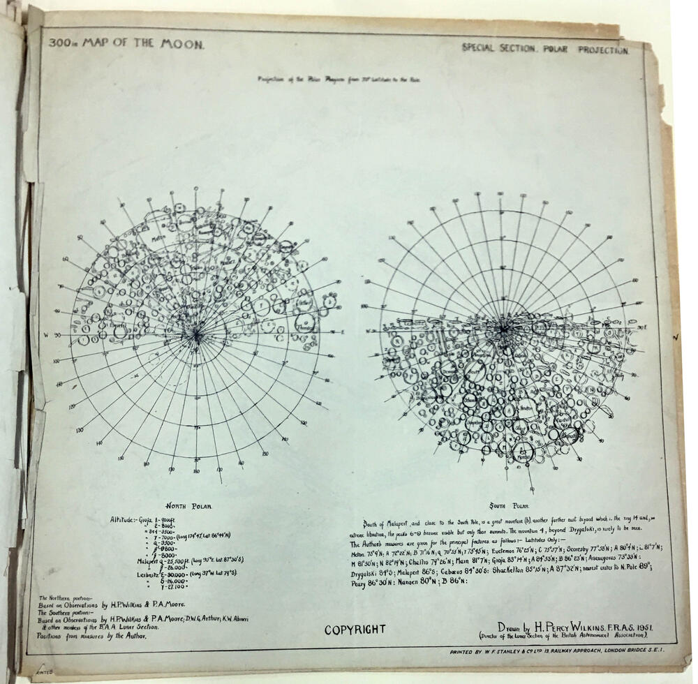 300 in map of the Moon, Special section. Polar projection
