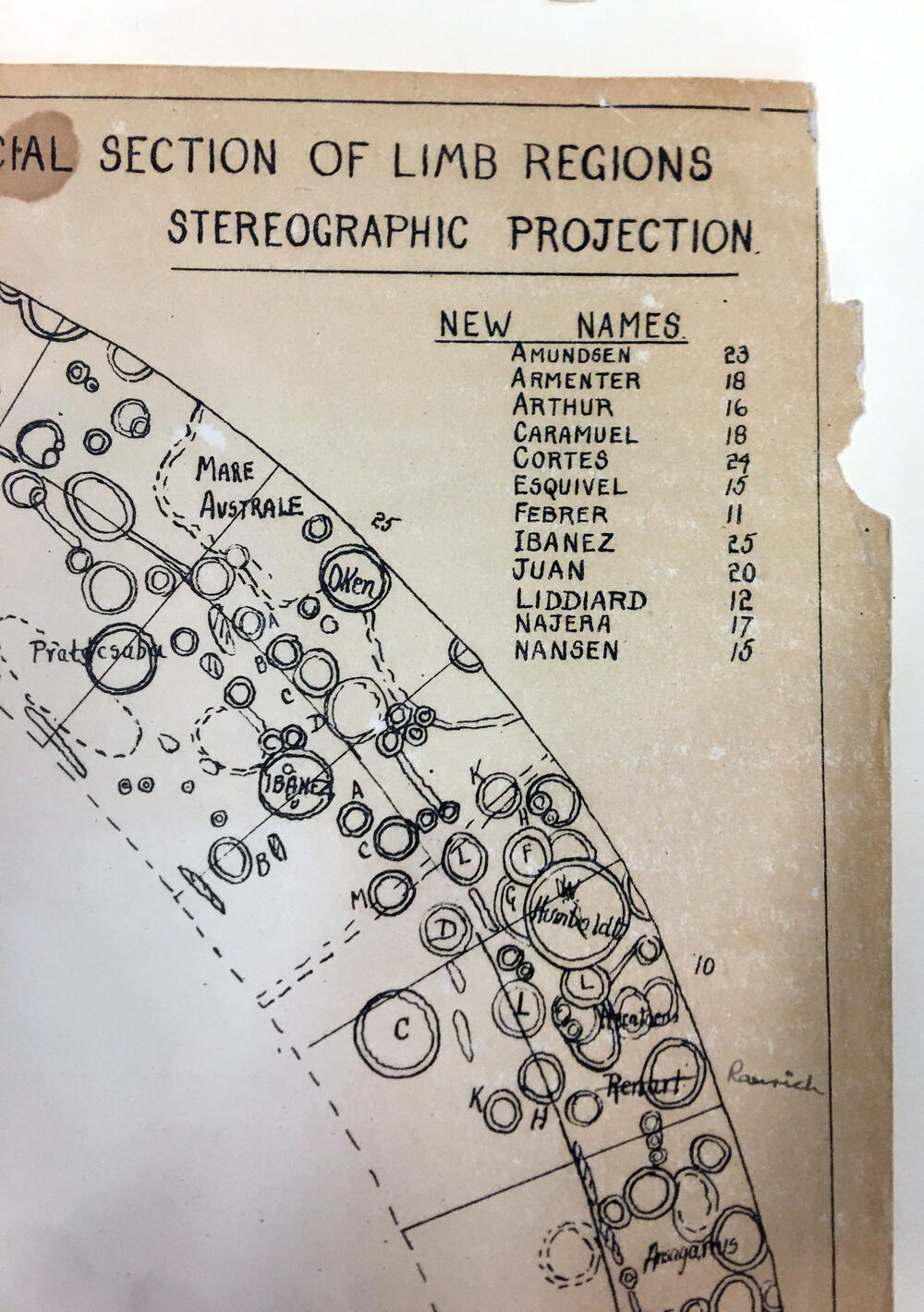 300 in map of the Moon, Special section of Limb Regions, Stereographic Projection