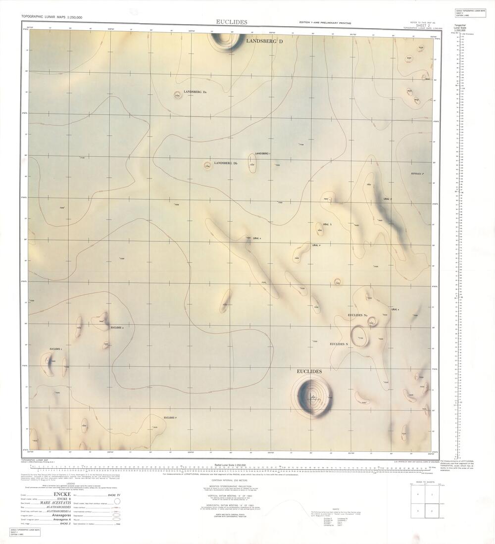 Topographic Lunar Map - Euclides Sheet 2