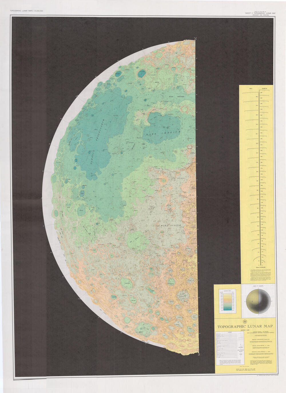 Topographic Lunar Map Sheet 2 - Gradient Tint Printing, Edition 1-AMS