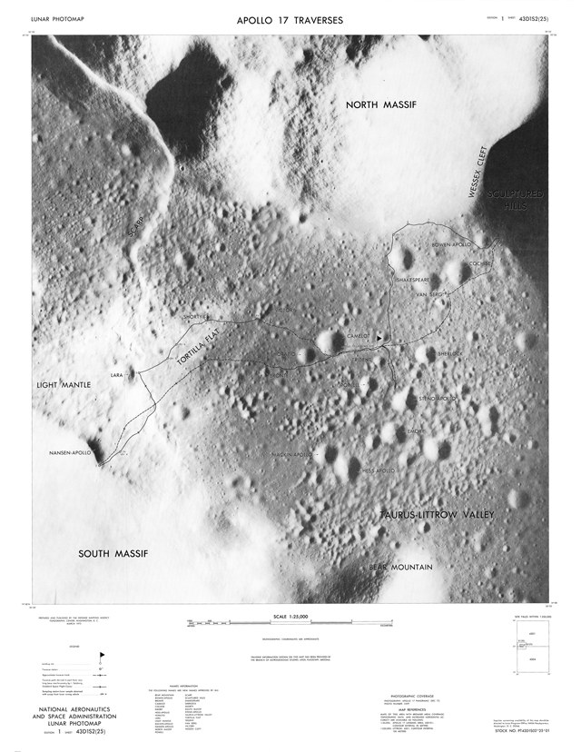 Lunar Photomap - Apollo 17 Traverses