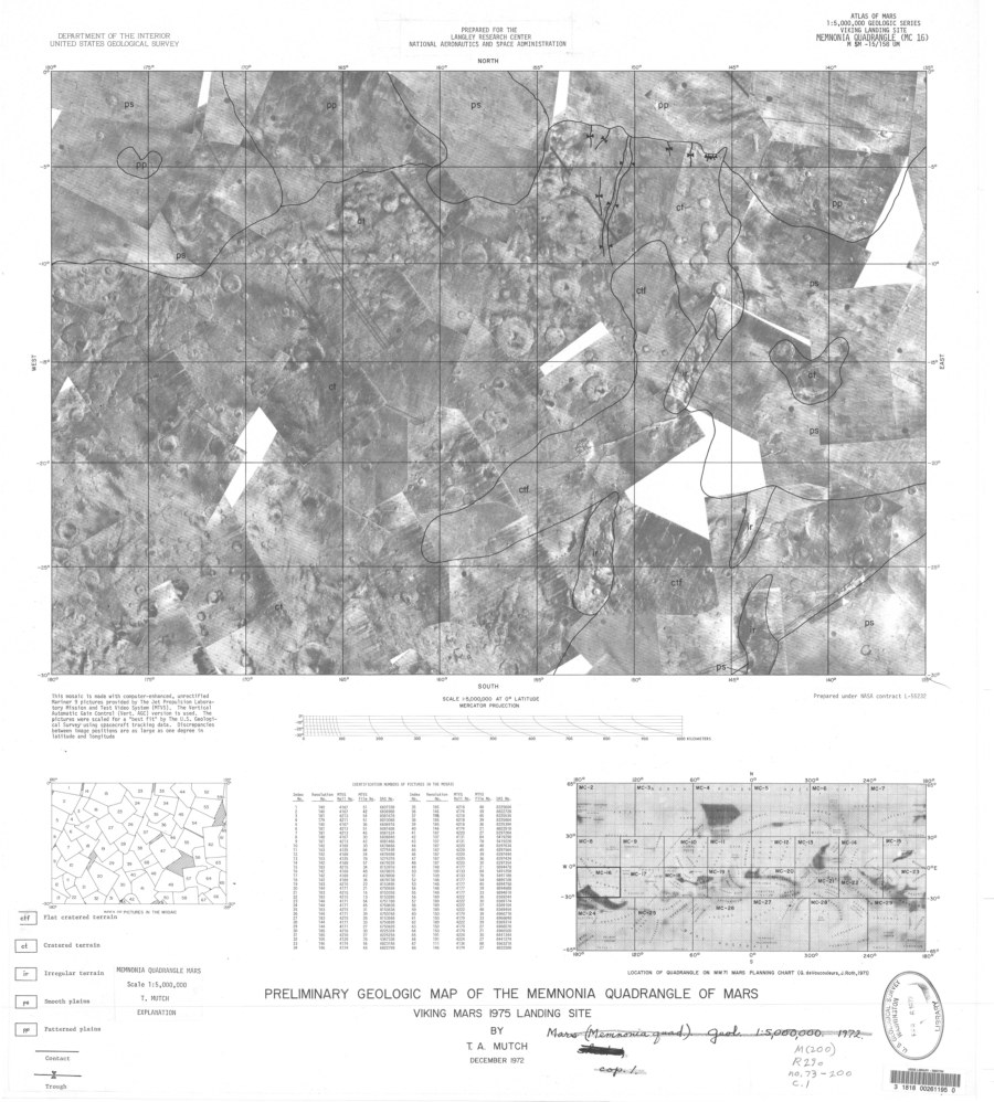 Preliminary geologic map of the Memnonia Quadrangle of Mars, Viking Mars 1975 landing site