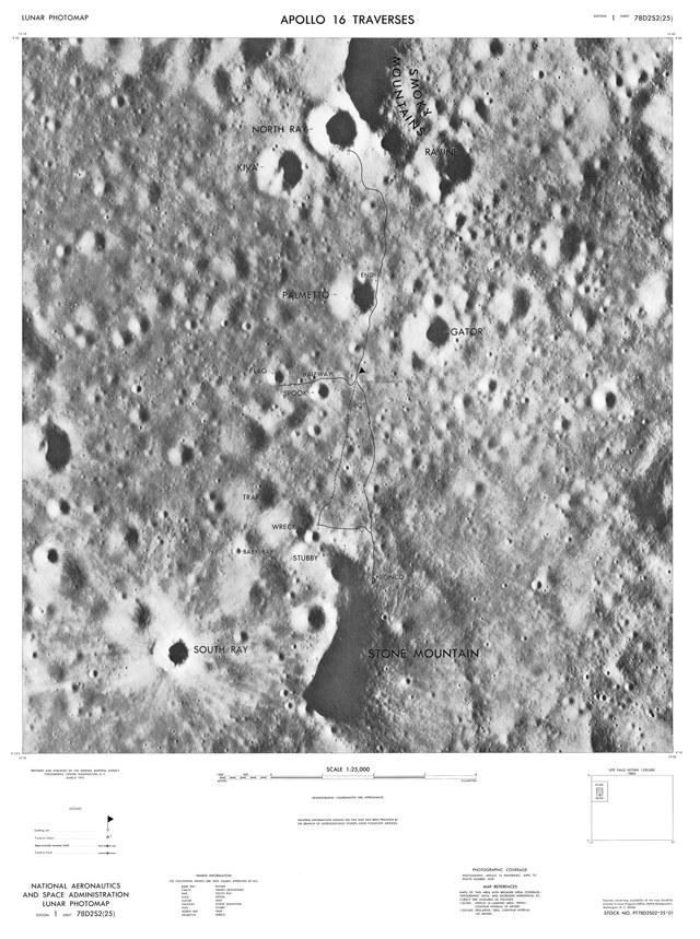 Lunar Photomap - Apollo 16 Traverses