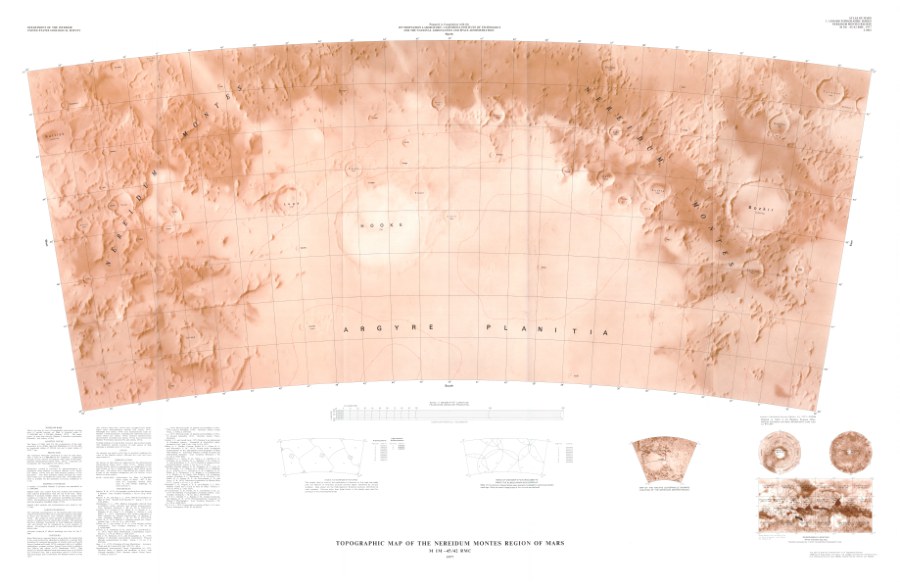 Topographic Map of the Nereidum Montes Region of Mars