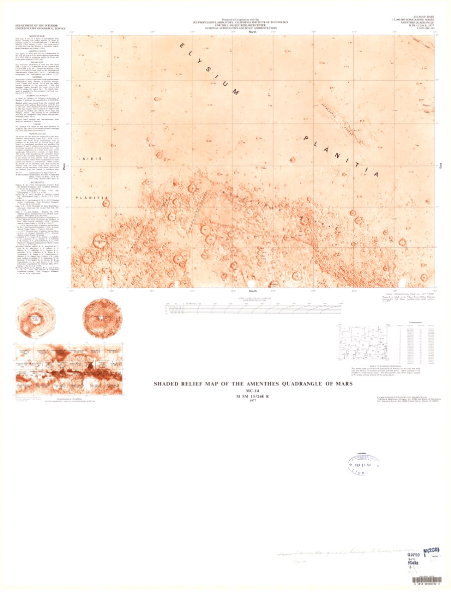 Shaded Relief Map of the Amenthes Quadrangle of Mars
