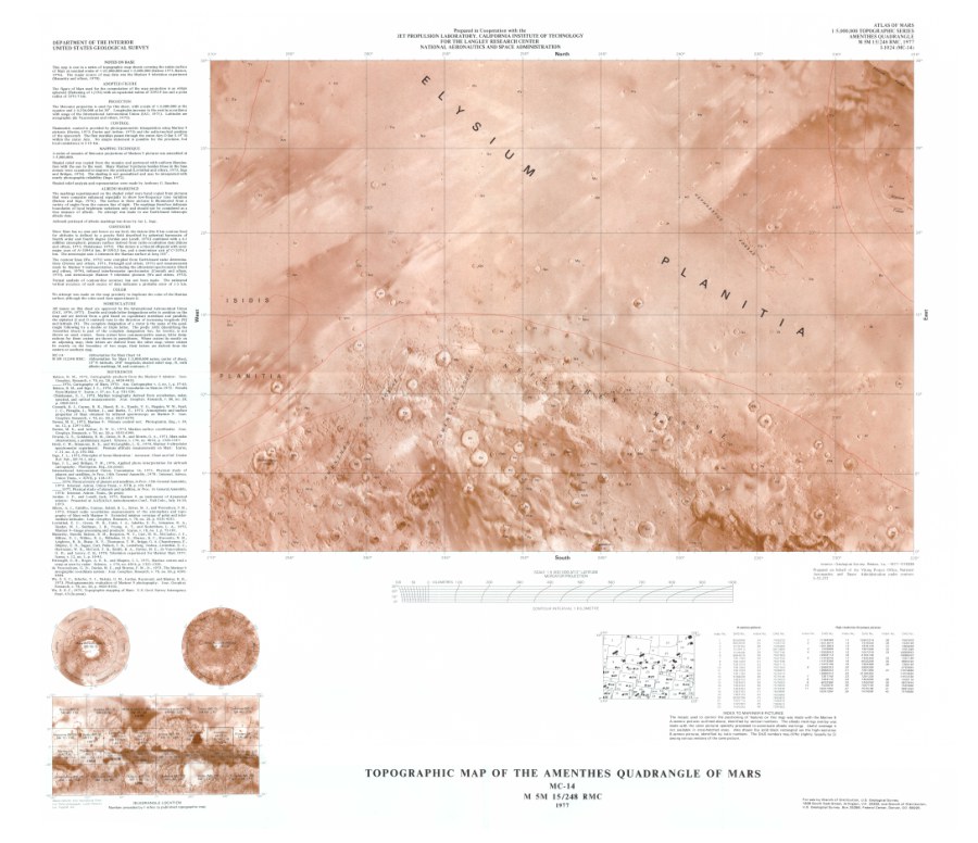 Topographic Map of the Amenthes Quadrangle of Mars