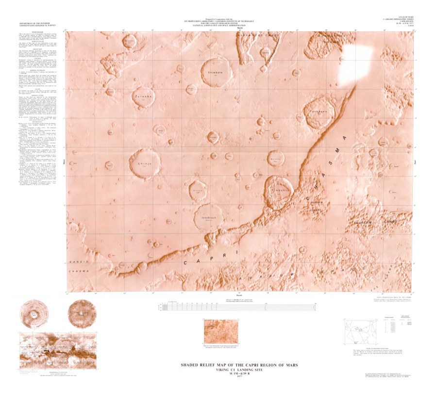 Shaded Relief Map of the Capri Region of Mars Viking C1 Landing Site