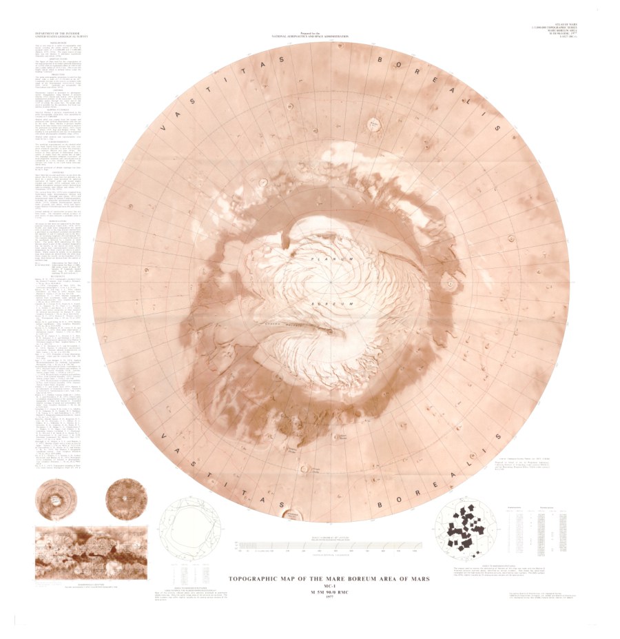 Topographic Map of the Mare Boreum Area of Mars