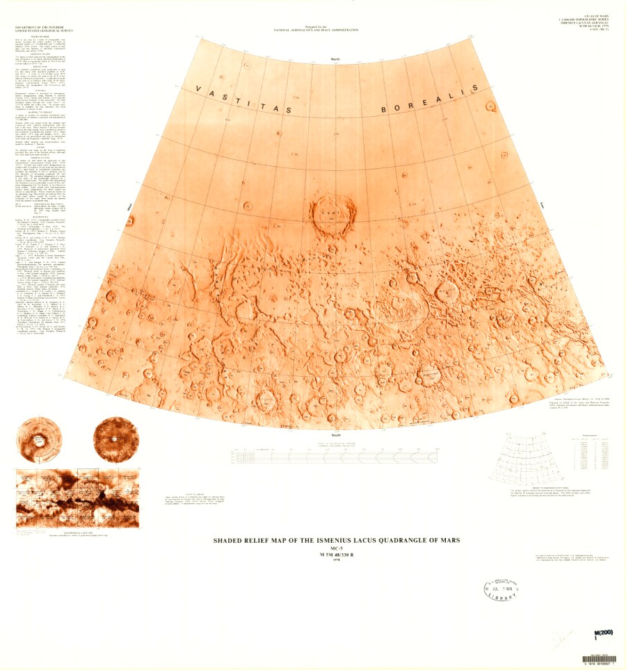 Shaded Relief Map of the Ismenius Lacus Quadrangle of Mars